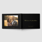 Modern Black Guest Book Photo Gold Foil Guestbook ゲストブック (全面)