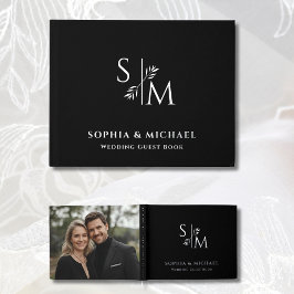 Modern Black Guest Book Rose Gold Foil Guestbook ゲストブック