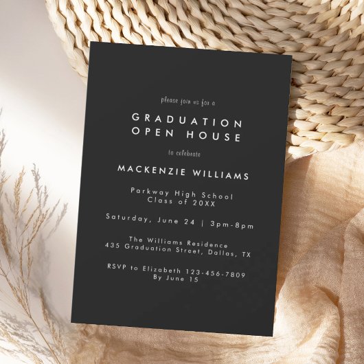 Modern Black High School Graduation Invitation サンキューカード