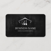 Modern Black House Cleaning Service House Logo 名刺 (正面)