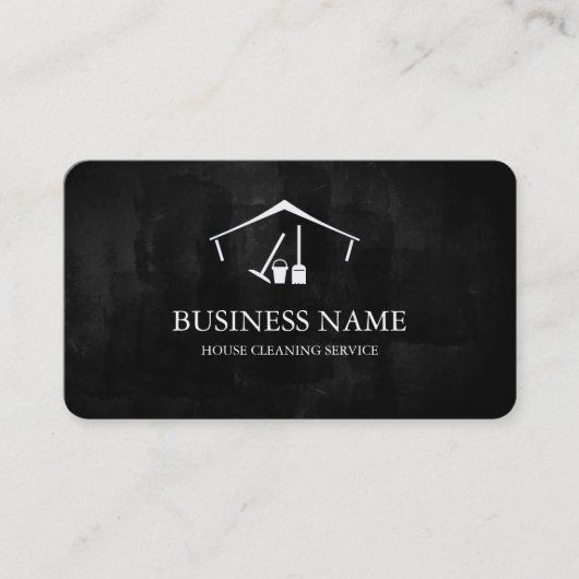 Modern Black House Cleaning Service House Logo 名刺 (正面)