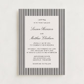 Modern Black & Ivory Striped Wedding Invitation 招待状