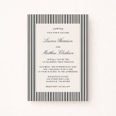 Modern Black & Ivory Striped Wedding Invitation 招待状