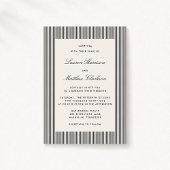 Modern Black & Ivory Striped Wedding Invitation 招待状