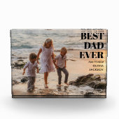 Modern Black Kids Names Custom Best Dad Ever フォトブロック (正面)