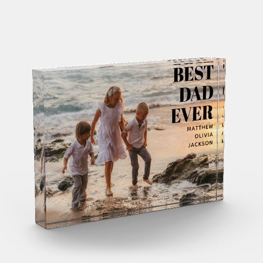 Modern Black Kids Names Custom Best Dad Ever フォトブロック (左)