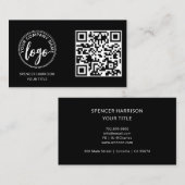Modern Black Logo QR Code Template 名刺 (正面/裏面)