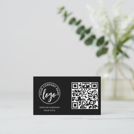 Modern Black Logo QR Code Template 名刺 (スタンド正面)