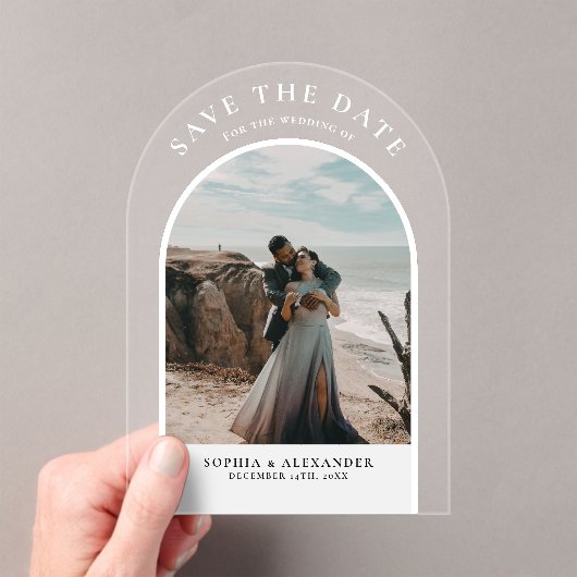 Modern black marble arch frame photo minimalist アクリル招待状 (インサイチュ (ポータブル))