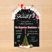 Modern Black Merry Christmas Graffiti Party  アクリル招待状 (正面)