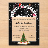 Modern Black Merry Christmas Graffiti Party  アクリル招待状 (正面)