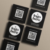 Modern Black Minimal QR Code Logo スクエア名刺