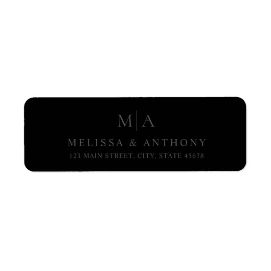 Modern Black Minimal Wedding Return Address ラベル (正面)