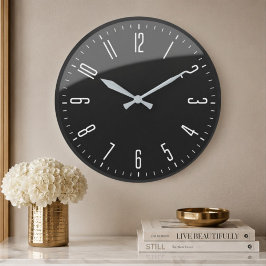 Modern Black Minimalist Custom Contemporary Office ラージ壁時計