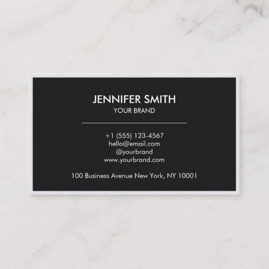 Modern Black Minimalist QR Code Business Design 名刺 (裏面)