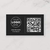 Modern Black Minimalist QR Code Business Design 名刺 (正面)