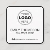 Modern Black Minimalist QR Code Real Estate スクエア名刺 (正面)