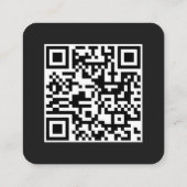 Modern Black Minimalist QR Code Social Media スクエア名刺 (裏面)