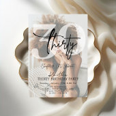 Modern Black Minimalist Thirty 30th Birthday Party 招待状