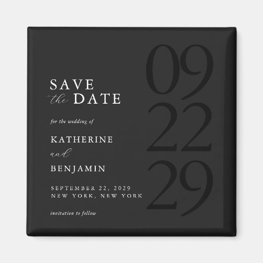 Modern Black Minimalist Wedding マグネット (正面)