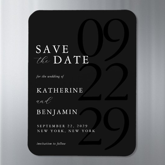Modern Black Minimalist Wedding Save the Date マグネット