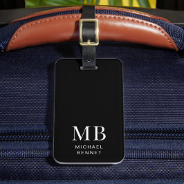 Modern Black Monogram ラゲッジタグ