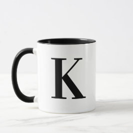 Modern Black Monogram Letter K Typography マグカップ