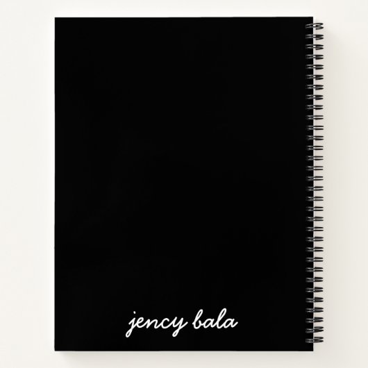 Modern Black Monogram Name Design ノートブック (裏面)