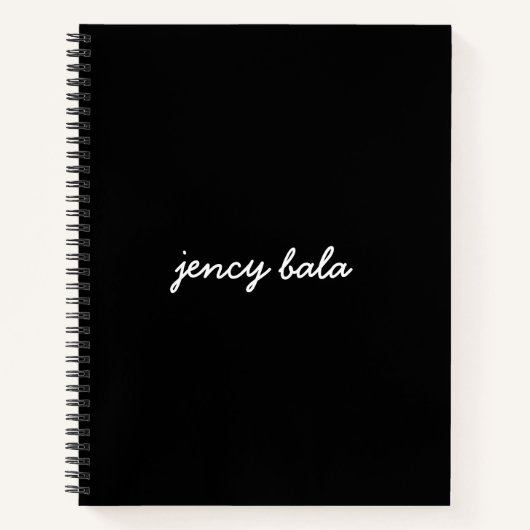 Modern Black Monogram Name Design ノートブック (正面)