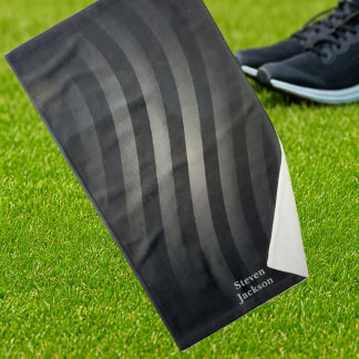 Modern Black Monogram | Retro Geometric Sports ハンドタオル