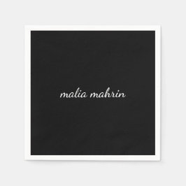 Modern Black Monogram Script Design スタンダードカクテルナプキン