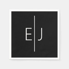 Modern Black Name Initials  スタンダードカクテルナプキン