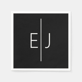 Modern Black Name Initials  スタンダードカクテルナプキン