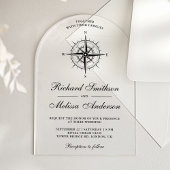 Modern Black Nautical Compass Wedding アクリル招待状
