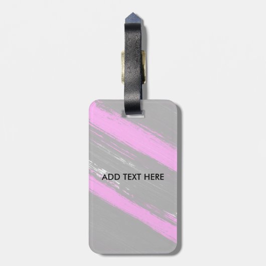 Modern black neon pink brushstrokes monogram lugga ラゲッジタグ (裏面縦)