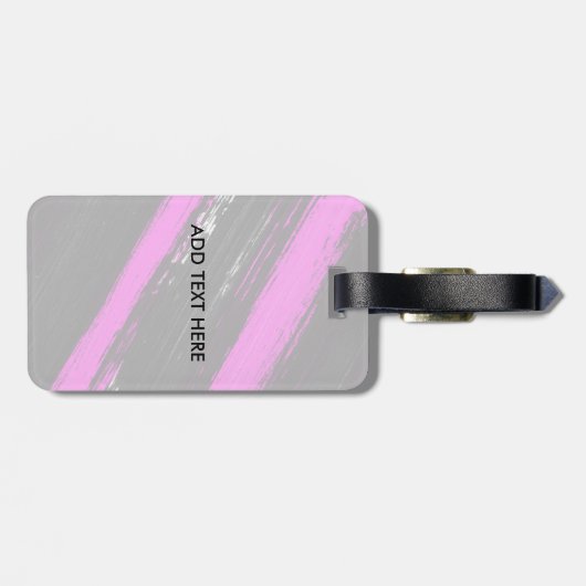Modern black neon pink brushstrokes monogram lugga ラゲッジタグ (裏面横)