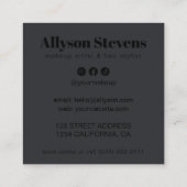 Modern Black on Black Bold QR Code Hair & Makeup スクエア名刺 (裏面)