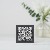 Modern Black on Black Bold QR Code Hair & Makeup スクエア名刺 (スタンド正面)