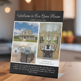 Modern Black Open House Real Estate Listing Photo 台座サイン