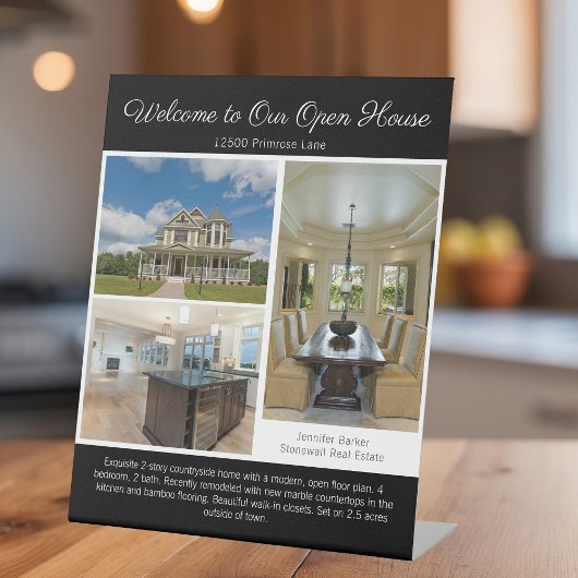 Modern Black Open House Real Estate Listing Photo 台座サイン