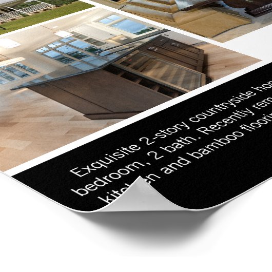 Modern Black Open House Welcome Real Estate Photo ポスター (角)