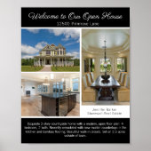 Modern Black Open House Welcome Real Estate Photo ポスター (正面)