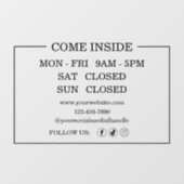 Modern Black Opening Hours Business Window Cling ウィンドウサイン (シート)