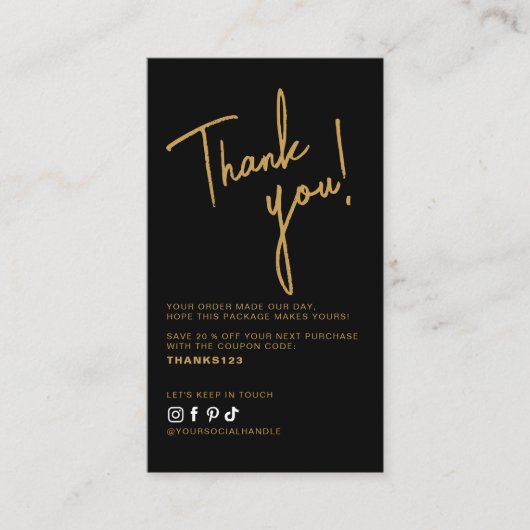 Modern black order thank you QR code 名刺 (正面)