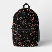 Modern Black Peach Geometric Terrazzo プリントバックパック (正面)