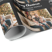 Modern Black Personalized Photo Family Christmas  ラッピングペーパー (ロールコーナー)