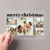 Modern Black Photo Collage Christmas Holiday  Card アクリル招待状 (インサイチュ (ポータブル))