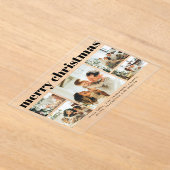 Modern Black Photo Collage Christmas Holiday  Card アクリル招待状 (レイダウン)