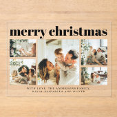 Modern Black Photo Collage Christmas Holiday  Card アクリル招待状 (正面)