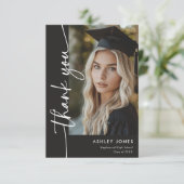 Modern Black Photo Graduation サンキューカード (スタンド正面)